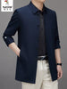 New Arrival Mid Length Long Length Trench Coat Men's Business Casual Shirt Collar Jacket Dad Coat Outwear