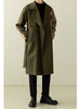 Fancy style Loose Patchwork Mid Length Long Length Trench Coat Outwear Clothing Trendy Overcoat