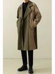 Fancy style Loose Patchwork Mid Length Long Length Trench Coat Outwear Clothing Trendy Overcoat