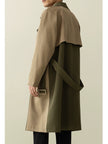 Fancy style Loose Patchwork Mid Length Long Length Trench Coat Outwear Clothing Trendy Overcoat