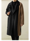 Fancy style Loose Patchwork Mid Length Long Length Trench Coat Outwear Clothing Trendy Overcoat