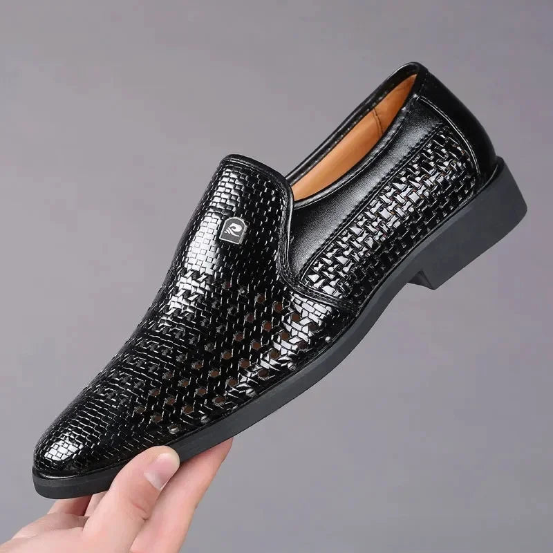 Leather Shoes Men's Business Hollow Holes Soft Bottom Men's Sandals Formal Wear Breathable Office Dress Shoes for Men