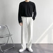 New Men White Straight Pants Fashion Casual Draped Baggy White Wide Pant