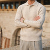 Casual Slim Knittted Collar Fashion Tops Men Vintage Texture Sweaters