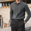 Casual Slim Knittted Collar Fashion Tops Men Vintage Texture Sweaters